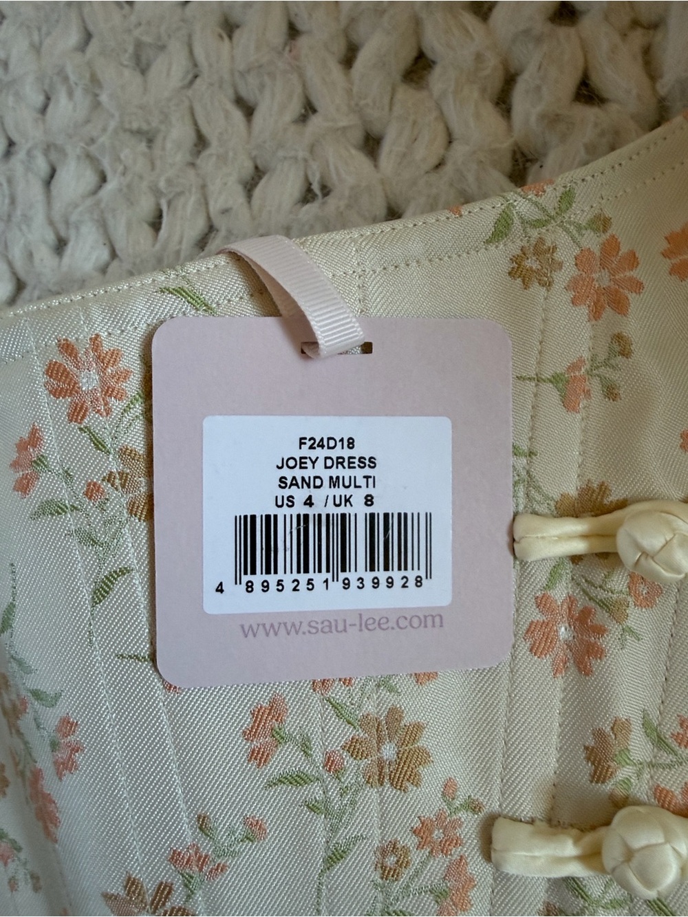 Floral Corset Mini Dress in Cream with Peach Blossoms - Picture 2 of 5